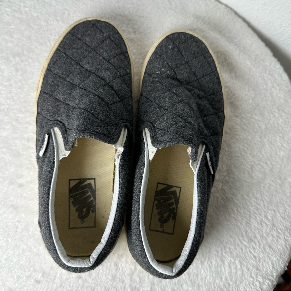 Vans Classic Gray Quilted Slip-On Loafers Canvas Unisex Men’s 5.0 Or Women’s 6.5 - Picture 10 of 15
